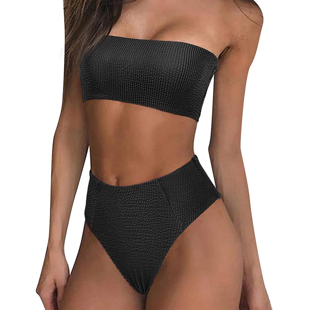 Women's Summer Fashion Sexy Solid Color Bikini Split Swimsuit Beach Swimwear