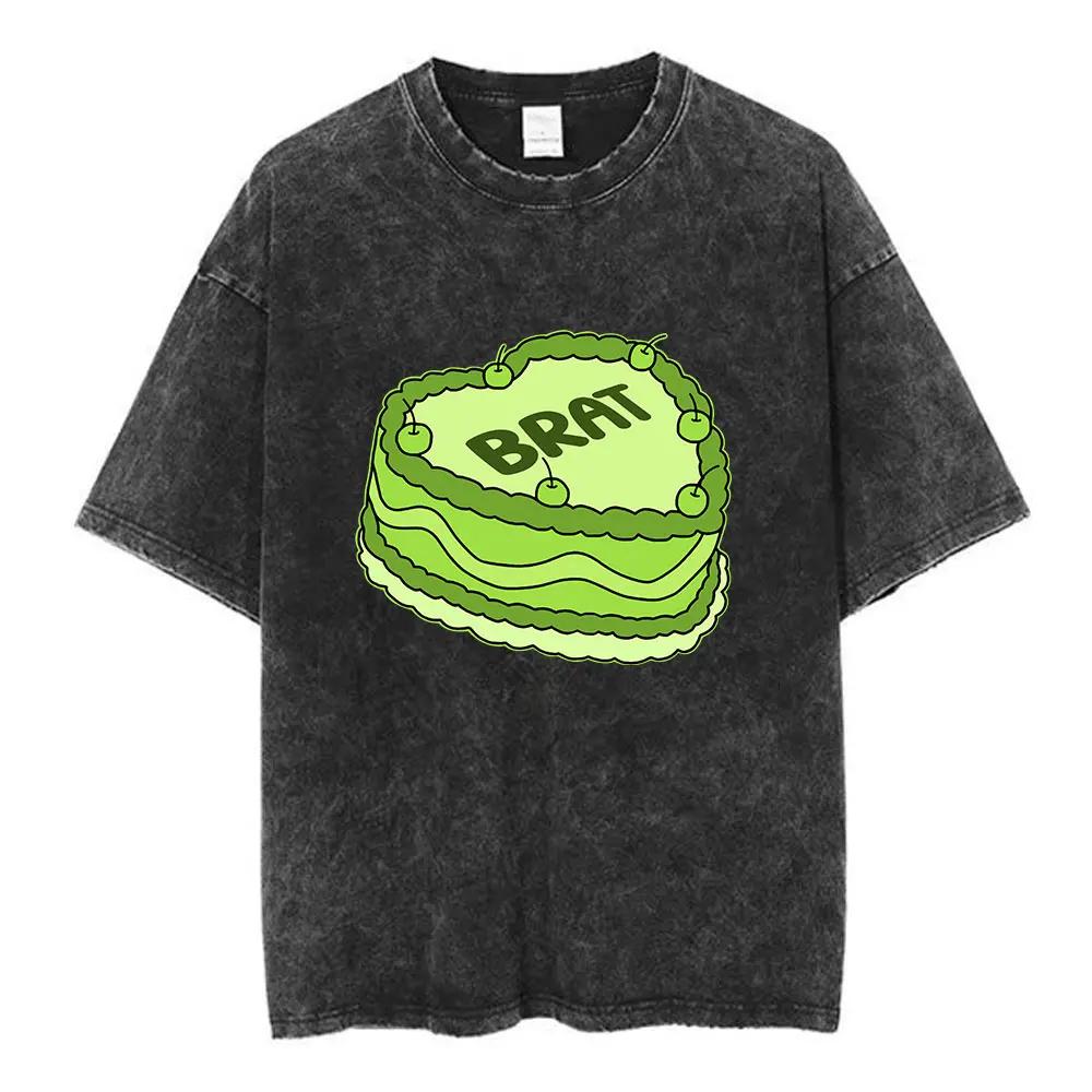 Charli Xcx Brat Arena Tour Washed T Shirts Men Women Fashion Pop Music Tshirts Cotton Vintage Tshirt Oversized Streetwear