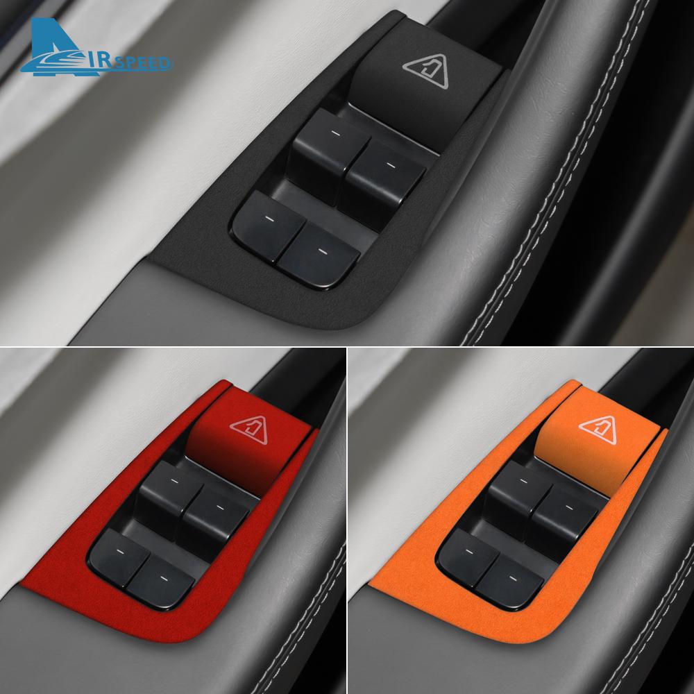 Italienische Oberseite Wildleder-Zieraufkleber LHD RHD Für Tesla Model Y Juniper 2025 2026-Up Fensterheber-Schalter Auto-Innenzubehör