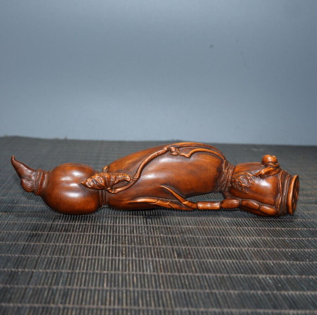 Chinese Vintage Boxwood Carved Exquisite Statue Pen Rack Wooden Figurines Art