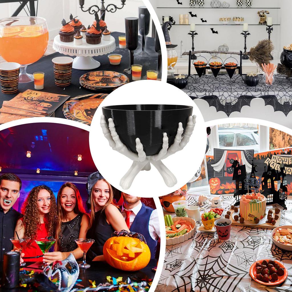 Halloween Candy Bowl Gothic Skeleton Hands Candy Storage Holder Multifunctional Halloween Organizer Holder Scary Home Decoration