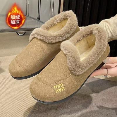 Winter neue Samt Doudou Schuhe Retro flache Sohle Samt warm flauschige Damen Schuhe rutschfest einpedal Baumwollschuhe