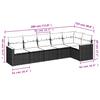 6-teiliges Gartensofa-Set mit Kissen Schwarzes Poly-Rattan