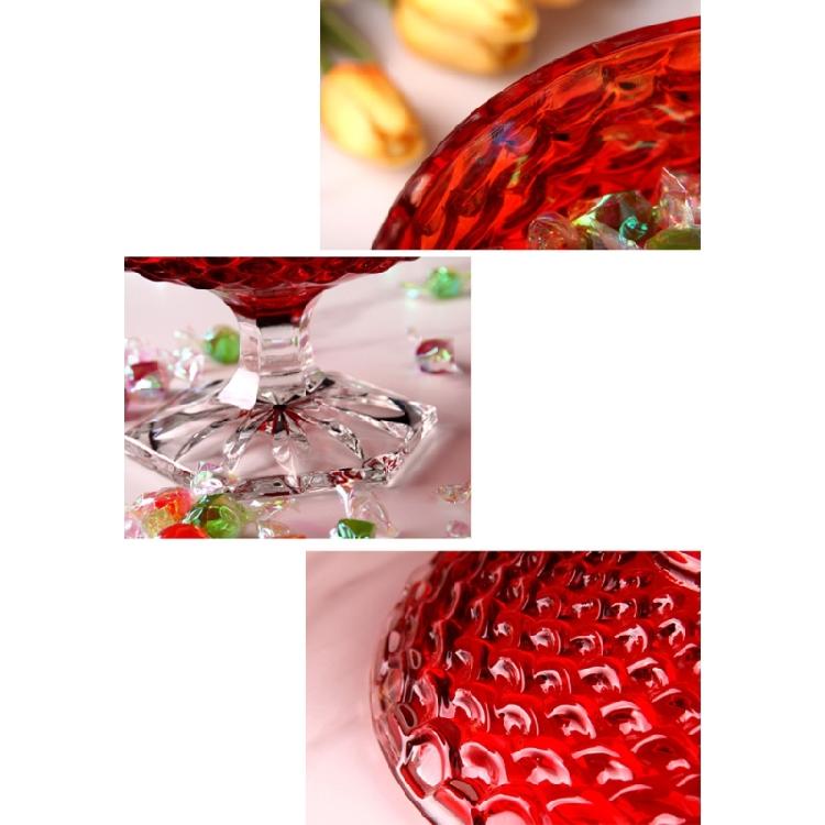 Stylish Red Crystal Glass Thickened Covered Storage Jar with Lid for Candy Dry Fruit Jewelry Trinket Box Home Decors