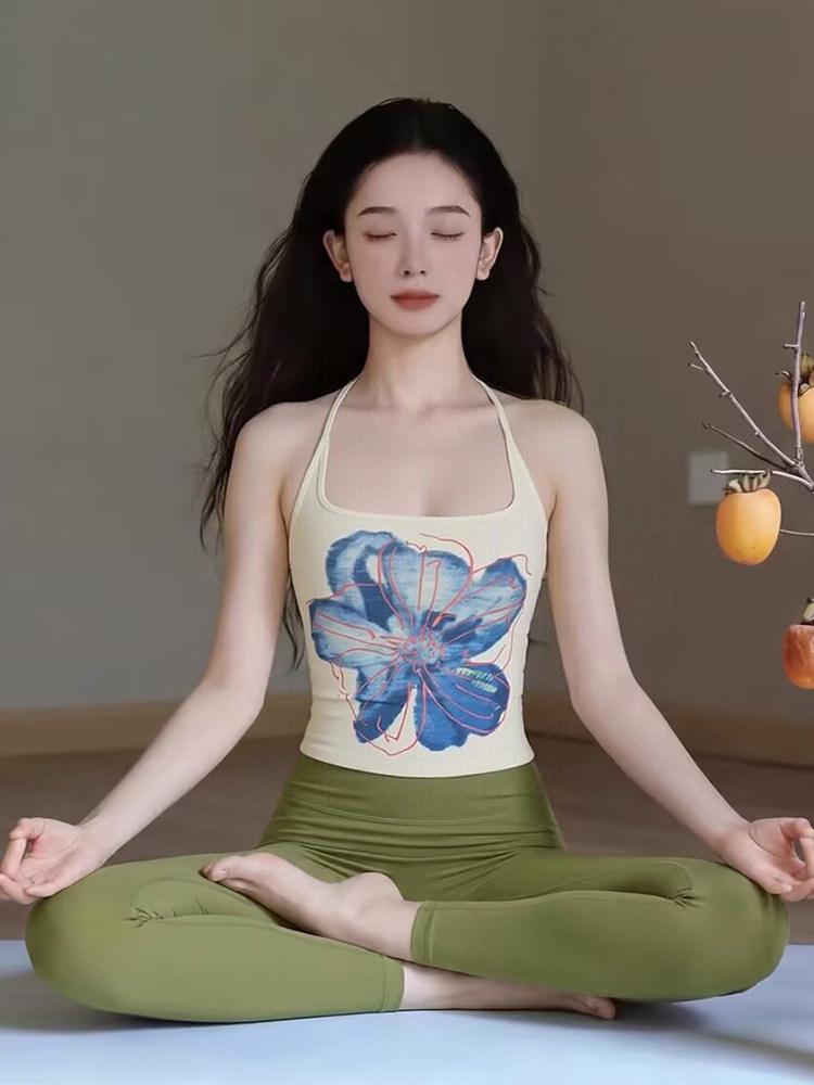 

Women s 2026 Racerback Yoga Tank Top with Built-in Cups, Summer Fitness Style, Printed with Beautiful Back Design M (100-110 cm bust)