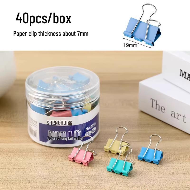 Многоцветный набор зажимов-бульдогов с длинным хвостом - Большие, средние, маленькие зажимы для бумаги и документов