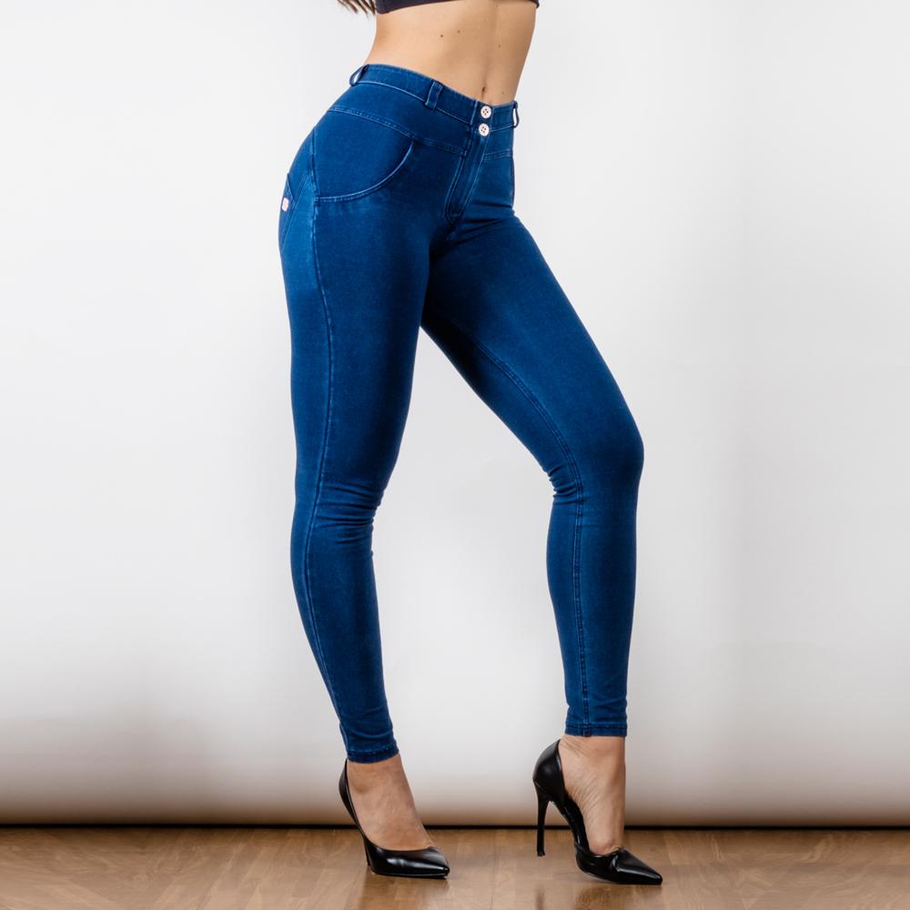 Shascullfites Melody Mid Rise Super Stretch Skinny Jeans Mom Jeans Dunkelblau Zum Anziehen Gerade Beine Po-Hebende Jeggings Damen