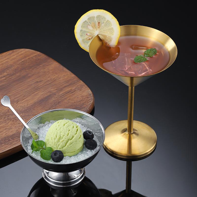 Coppa Alta in Acciaio Inossidabile 304 per Dolci, Gelati, Champagne, Portacandele o Succhi, con Opzioni di Logo Personalizzato.