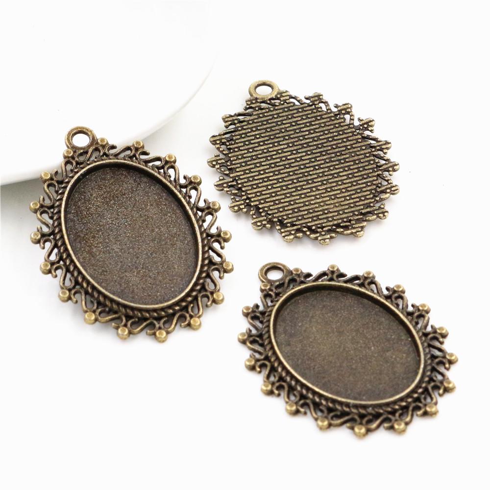 

10pcs 18x25mm Inner Size 5 Colors Plated Flowers Style Cameo Cabochon Base Setting Charms Pendant necklace findings бронзовый