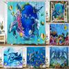 Perdeau de duș cu delfini de ocean cu desene animate, paravan de baie impermeabil pentru perdea de duș cu animale de mare, din poliester, de înaltă calitate.