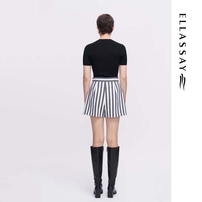 ELLASSAY Women's Mulberry Silk Short Sleeve Knit Top