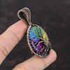 Baum des Lebens Regenbogen Solarquarz Druzy Anhänger Kupferdraht gewickelter Anhänger Handgefertigter Geburtssteinanhänger Edelstein Kupfer Schmuck Geschenk für Mama