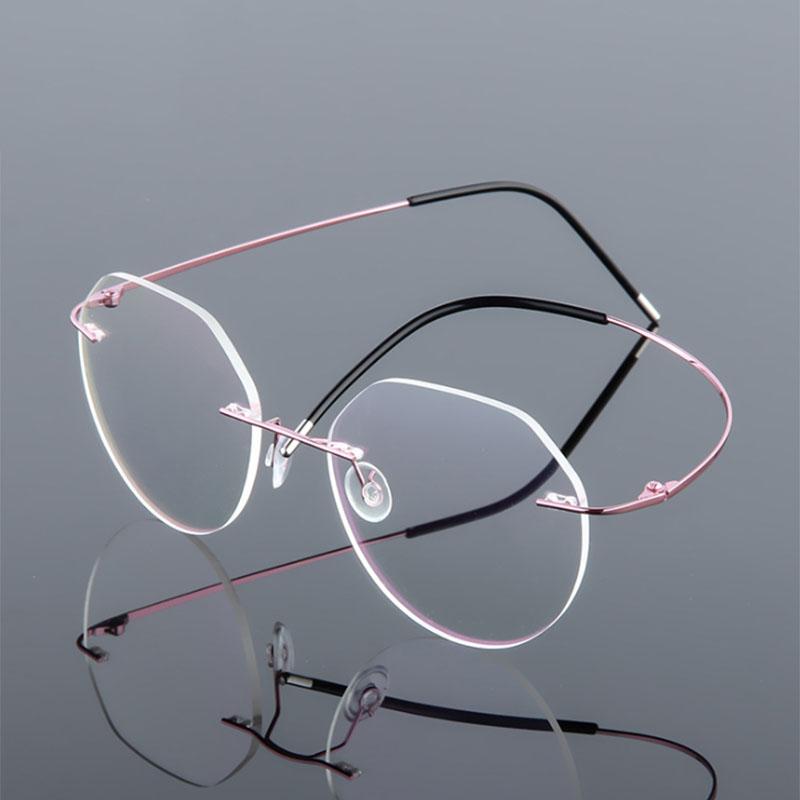 Polygon Foldable Flexible Ultra Light Titanium Alloy Myopia Eyeglasses Rimless Optical Glasses -0.5 -0.75 -1.0 -1.5 To -6.0
