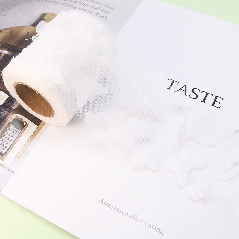 10-Yard 3D Embroidered Butterfly Tulle Ribbon for DIY Bows, Kids' Skirts, Shoe and Floral Decorations