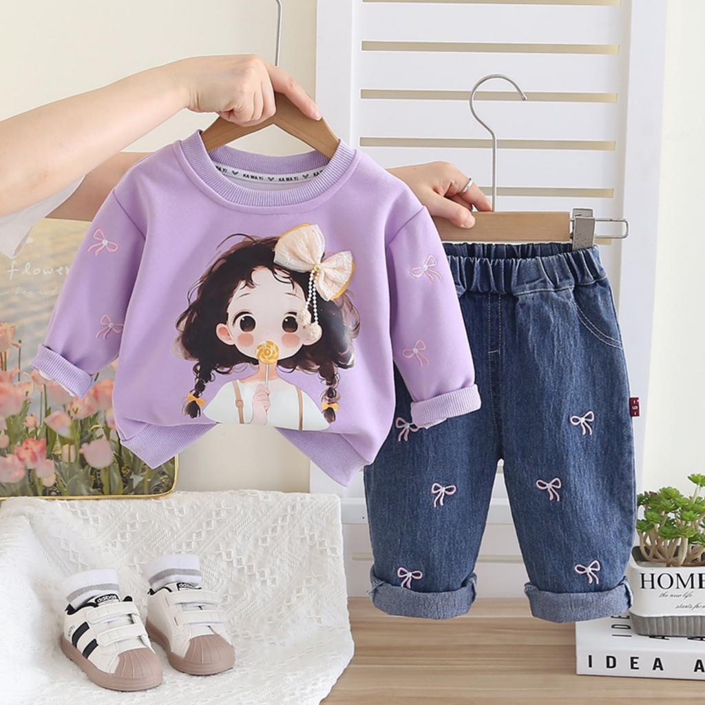 Kids Casual Long-Sleeve Set, Comfortable Daily Wear Outfits