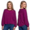 Women's Shirt with Long Sleeves and Subtle Embroidery, Comfortable, MORAJ XL PURPLE
