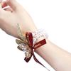 Korean Style Bridesmaid & Bride Wrist Corsage: Simple Sisterhood Hand Flower Ring for Weddings & Celebrations