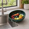 Durable Ceramic Wash Basin Self Rinsing Bowl with Hollow Drain Holes Swirl-Flow Berry Bowl Washing Fruit Rinse for Kitchen Counter Non-slip