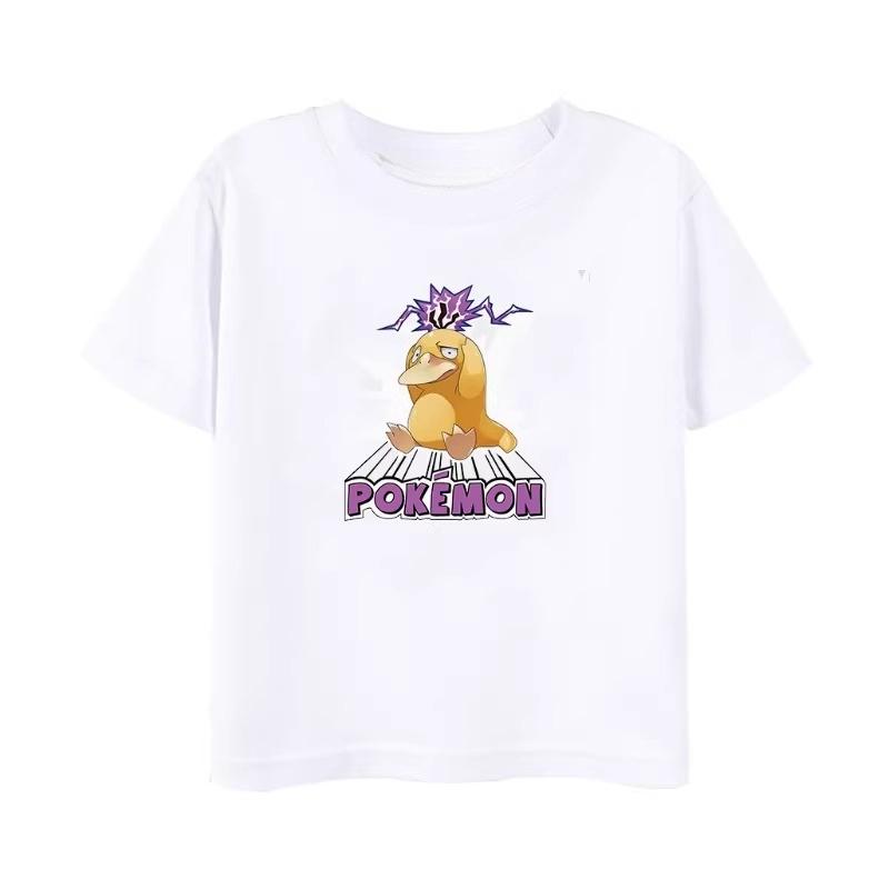 Potdemiel Summer New Pikachu Print Childrens Cotton TShirt Boys and Girls Comfortable and Breathable Childrens TShirt