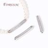 3 Colors 18K Gold Plated Bracelet Accessories,Brass With Zircon Long Strip Spacer Separator Bead For DIY Jewelry making Supplies