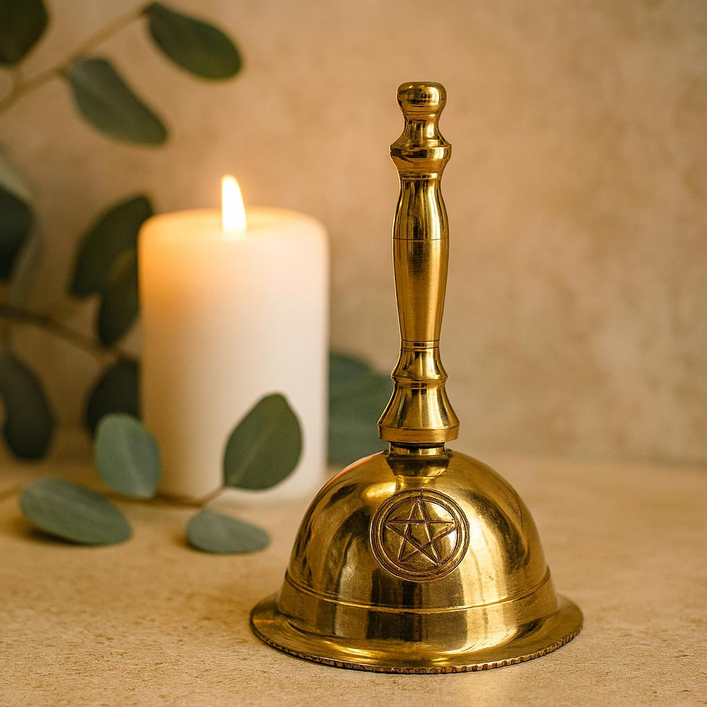 Shamtam Solid Brass Altar Bell – Pentacle Moon Phases