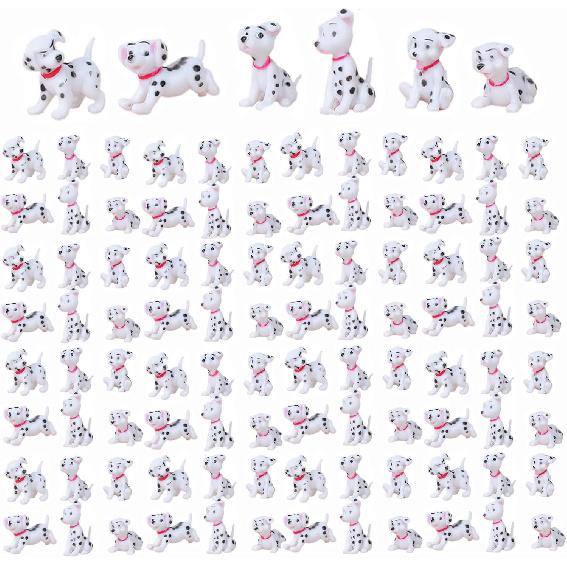 Miniature Dog Figurines 102Pcs Dalmatian Dog Figures Mini Plastic Dog Fairy Garden Miniature Moss Landscape DIY Terrarium Crafts Ornament Accessories