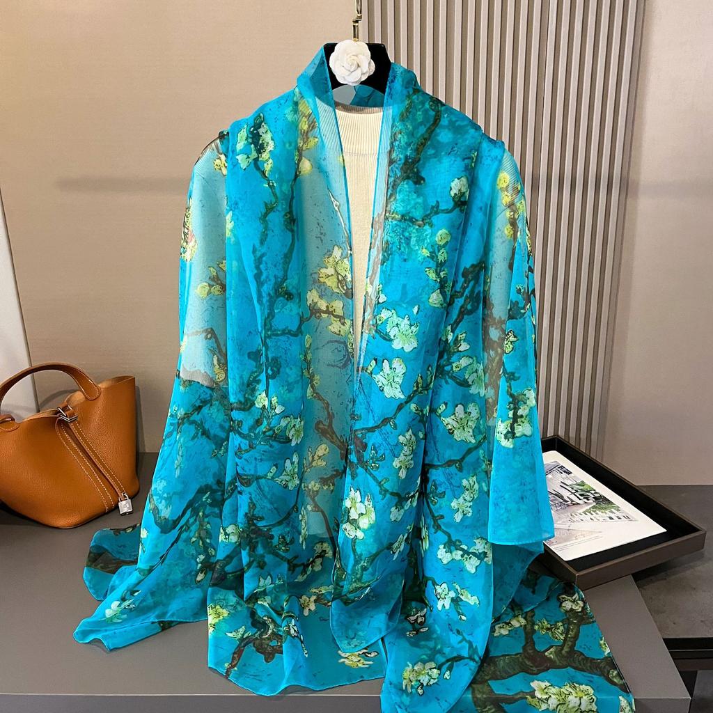 Small Flower Full of Stars Print Women Elegant Chiffon Georgette Bandana Scarf Summer Beach Sunscreen Thin Hijab Shawl