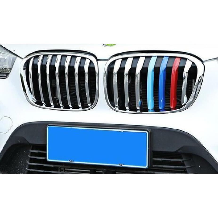 For BMW X1 2016- F48 3 Colors Front Center Mesh Grille Grill Strip Trim 3Pc