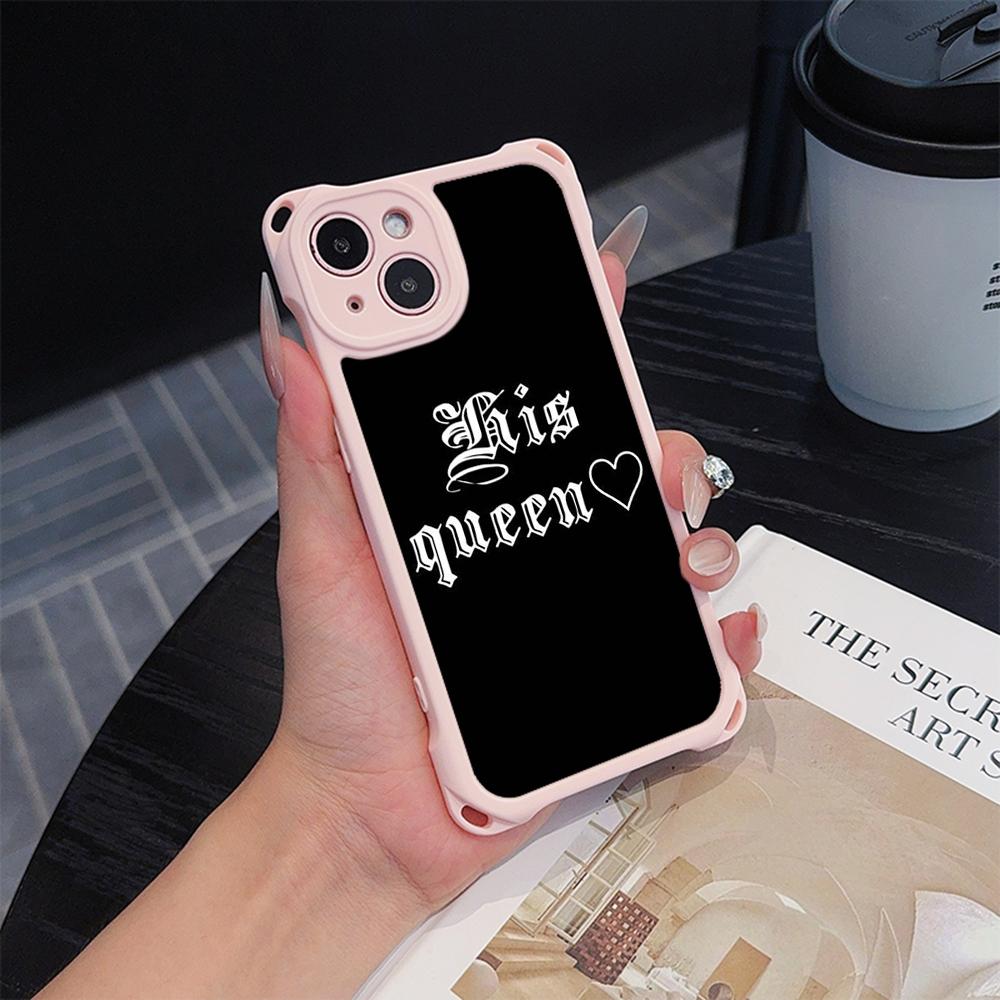 Ae84 King Queen Couple Art Soft Phone Cases for iPhone 16 15 14 13 12 11 Pro Max 8 7 Plus XR XS with Wrist Strap Lanyard Corner Protection Back Cover