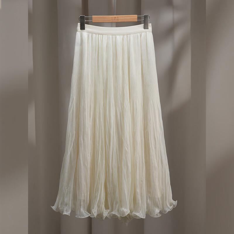 Bailuyu Textured Pleated A-Line Maxi Skirt L абрикосово-бежевый