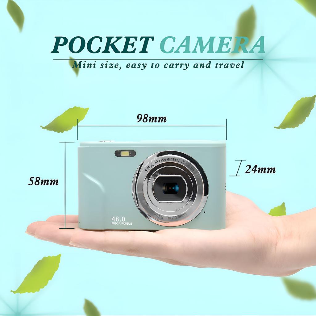 Digital Camera 48MP with 16x Digital Zoom, HD Display, 2.4 Inch IPS Screen and 32GB Memory Card Digital Cameras Silver, HD Screens