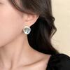 Retro oil painting flower earrings French super fairy purple oil drop earrings high-end earrings