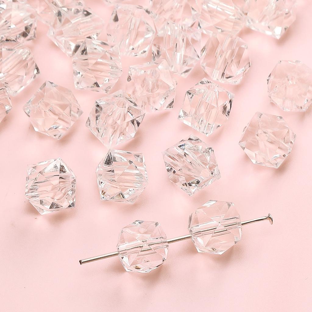 Handmade Beads Diamond-shaped Faceted Beads Acrylic Transparent Irregular Faceted Round Beads Beads DIY Bracelet Cell Phone Chain Jewelry Loose Beads