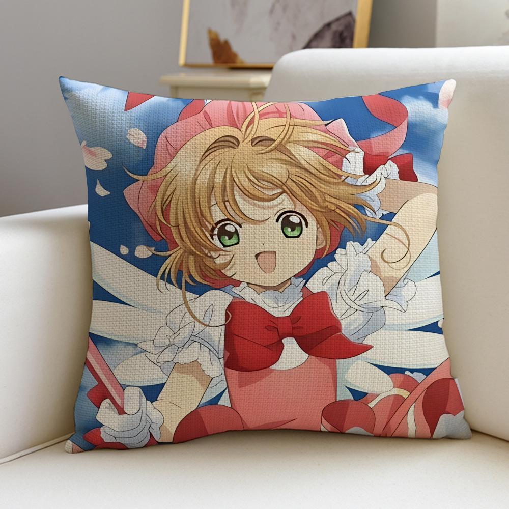 Magical CCardcaptor SakuraS Cushion Cover Breathable and skinfriendly linen pillowcase square removable and washable cushion