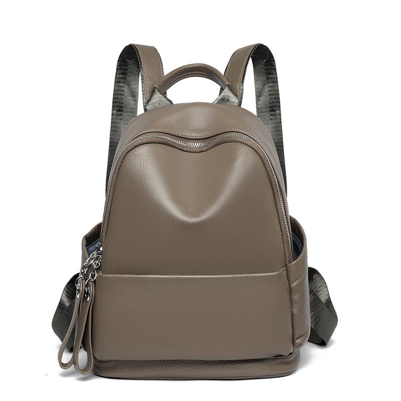 Rucsac din piele simplu casual de mare capacitate din piele de vacă pentru femei, geantă moale, rucsac cu compartimente multiple