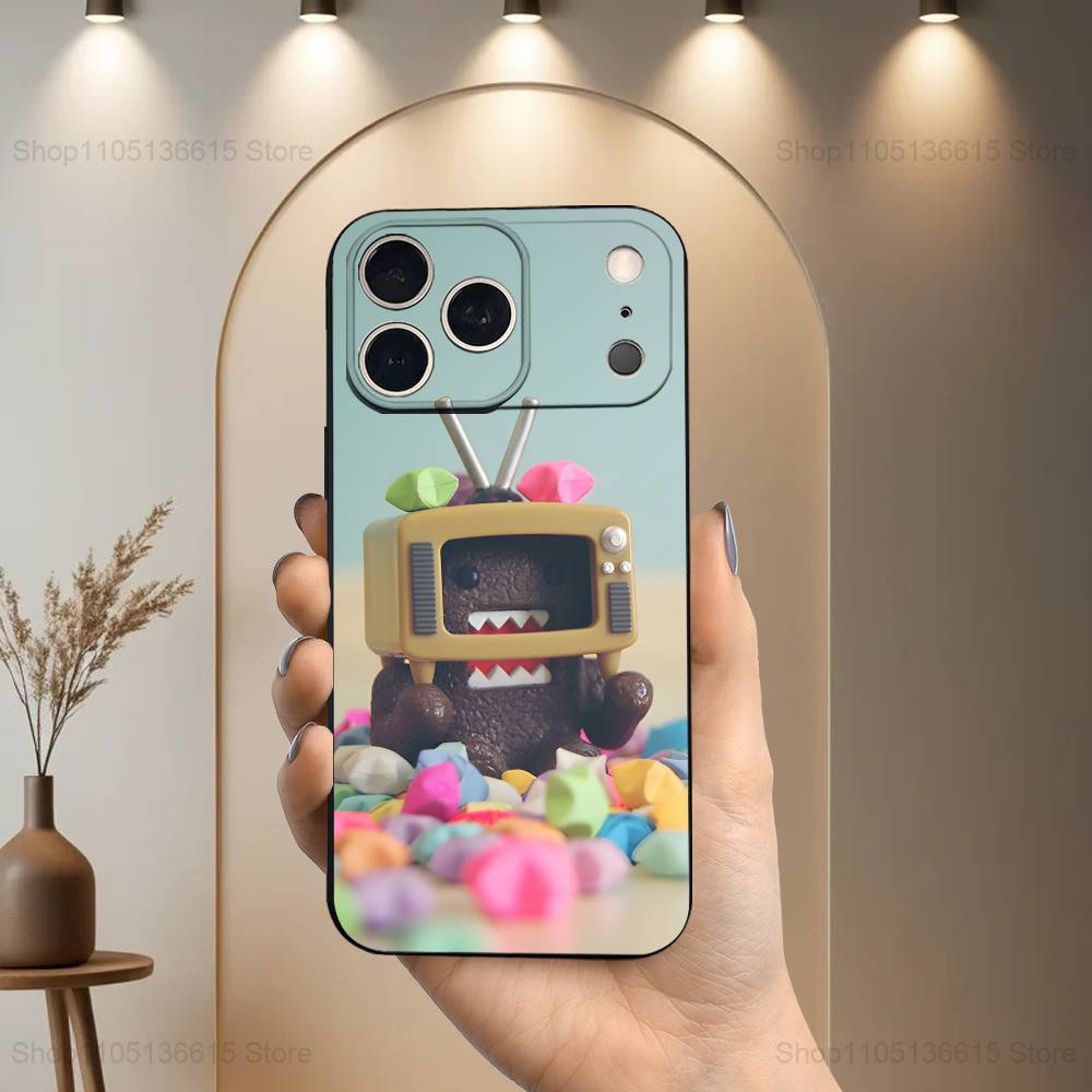 Cute D-DOMO-KUN Art Case For iPhone 17,16,15,14,13,12,11 Air,Plus,Pro Max,XS,X,XR,SE,Mini,8,7,Soft Silicone Black Cover