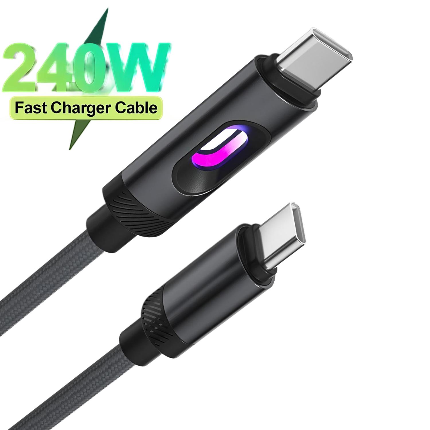 

Type C To Type C Fast Charge Cable Universal Extended Nylon Braided PD Data Cord for iphone 17 pro max 16 15 Oneplus Xiaomi Sams чорний
