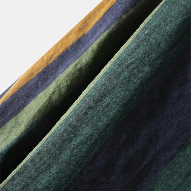 Frühling Herbst Herren Streetwear Bunt Vertikale Streifen Locker Langarmhemd Freizeitmode Retro Button-down Baumwolle Taschen Oberteile