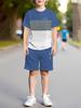 2026 Sommer Lässige Jungen T-Shirts Sets Rundhals Paris Buchstabe 3D Gedruckte Shorts Sport Zweiteiliges Anzug Outdoor Kinderkleidung
