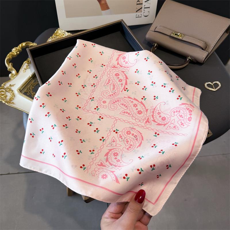 Print 70cm Silk Satin Headkerchief Women Luxury Design Neck Tie Scarf Female Hair Hand Wrist Foulard Shawl Hijab Bandana Scarves