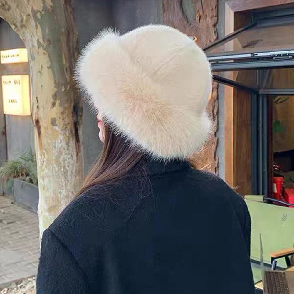 New Fluffy Fur Women's Winter Hat Warm Ear Protection Snow Ski Cap For Women Luxury Plush Fisherman Hat Warm Thicken Winter Hat