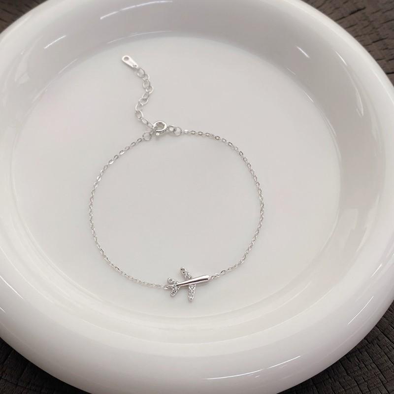 Sterling Silver Korean Style Airplane Bracelet for Women - Elegant, Versatile Design, Instagram-Inspired Luxury Wrist Jewelry