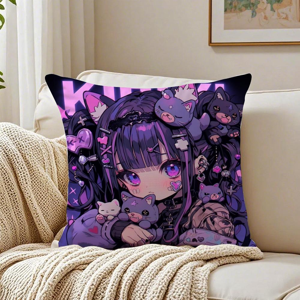 Cute Japanese Anime Hololive GGawr Gura Cushion Cover Pillowcase Antidustmite living Room Sofa Decor Cushion Room