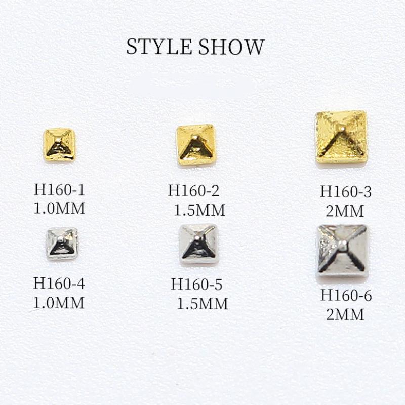 200Pcs Metal Rivet Nail Ornament Gold/Silver Charms 1/1.5/2/3mm Square Punk Spikes Studs Tip Decoration DIY Crafts Manicure