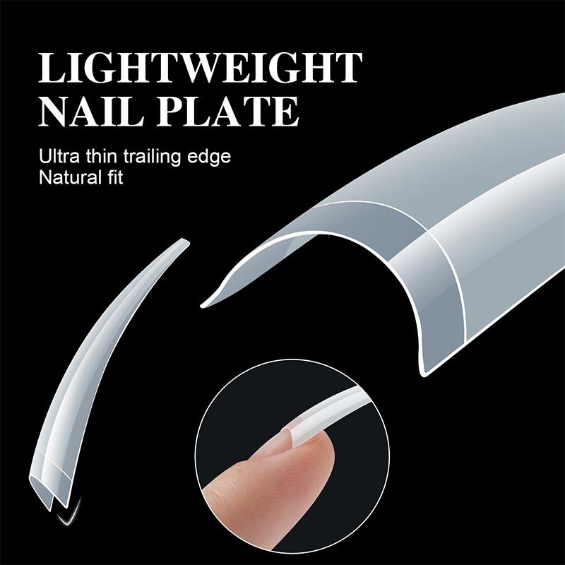 504Pcs Extra-Long C Curve False Nail Tips Abs Straight Coffin Fake Nails Half-Cover Press On Nail Tips