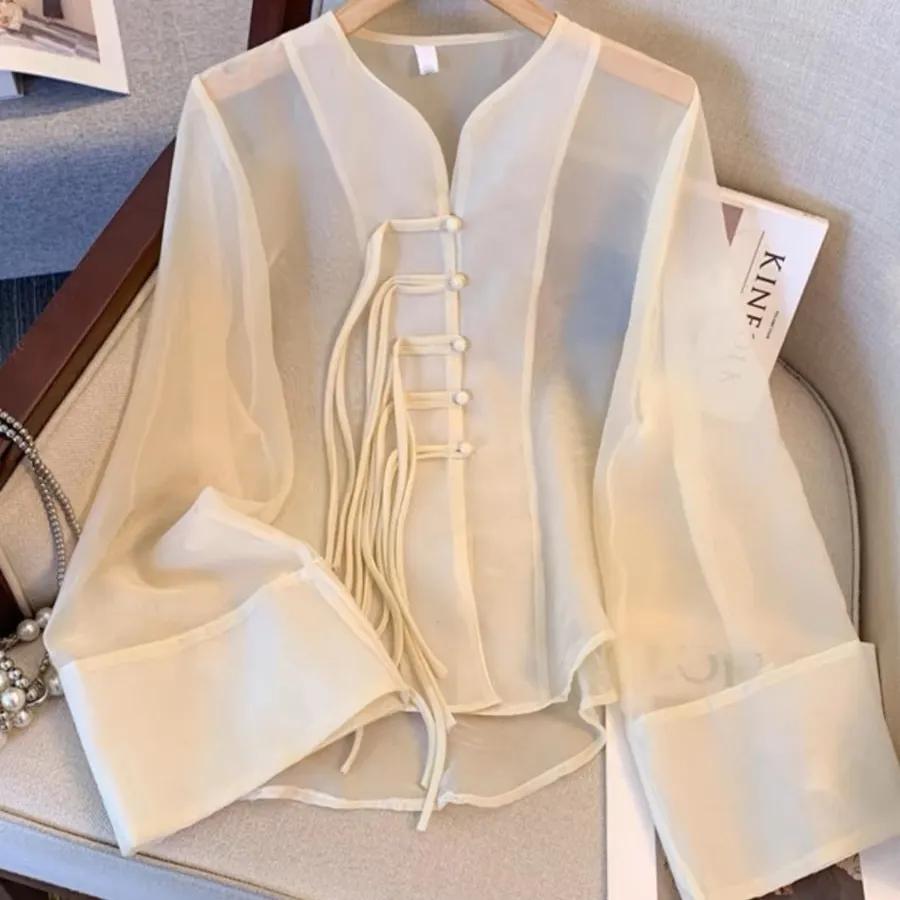 White Loose Fit Summer Basic Blouse For Women L