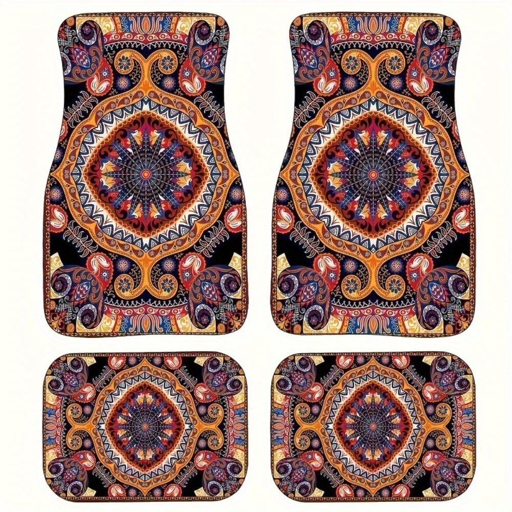 4Pcs Heavy Duty Persian Carpet Bohemian Car Floor Protector Rugs  for Front Rear Seats