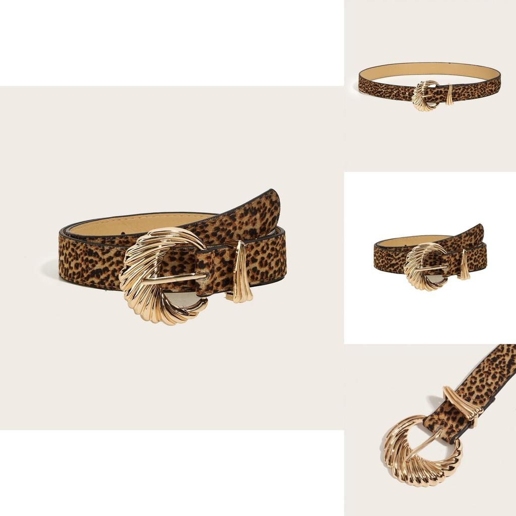 Tiger Print Womens Fashion Leather Belt With Faux Pu Material And Gold Buckle For Casual Wear