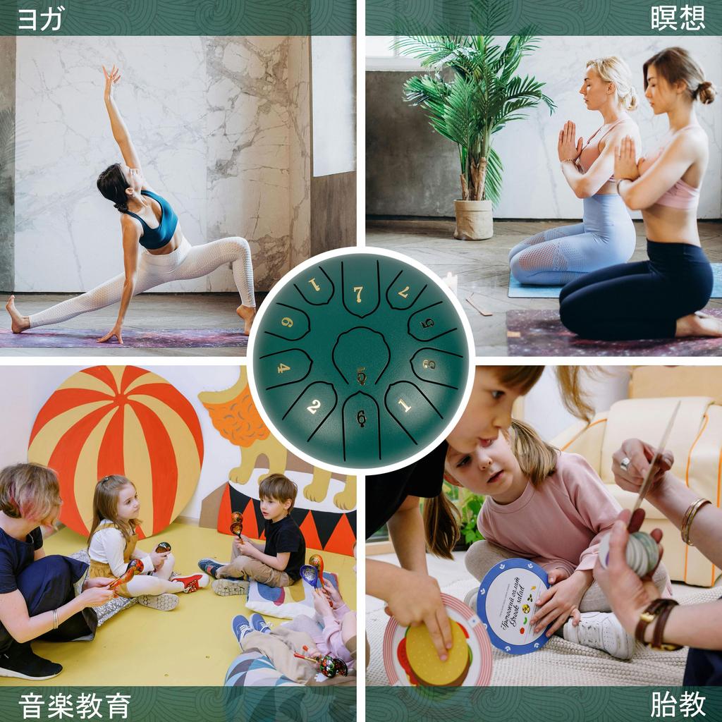 LOMUTY 6-inch 11-Note Tongue Drum, Slit Drum, Percussion Instrument for Yoga, Meditation, Zen, Prayer, and Music Therapy, Multi-Purpose, Includes