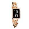 Electronic Watch Multifunctional Life Waterproof Touch Control Women Fashion Square Rhinestone LED Digital Watch for Daily Wear